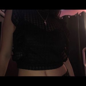 Black lace crop top